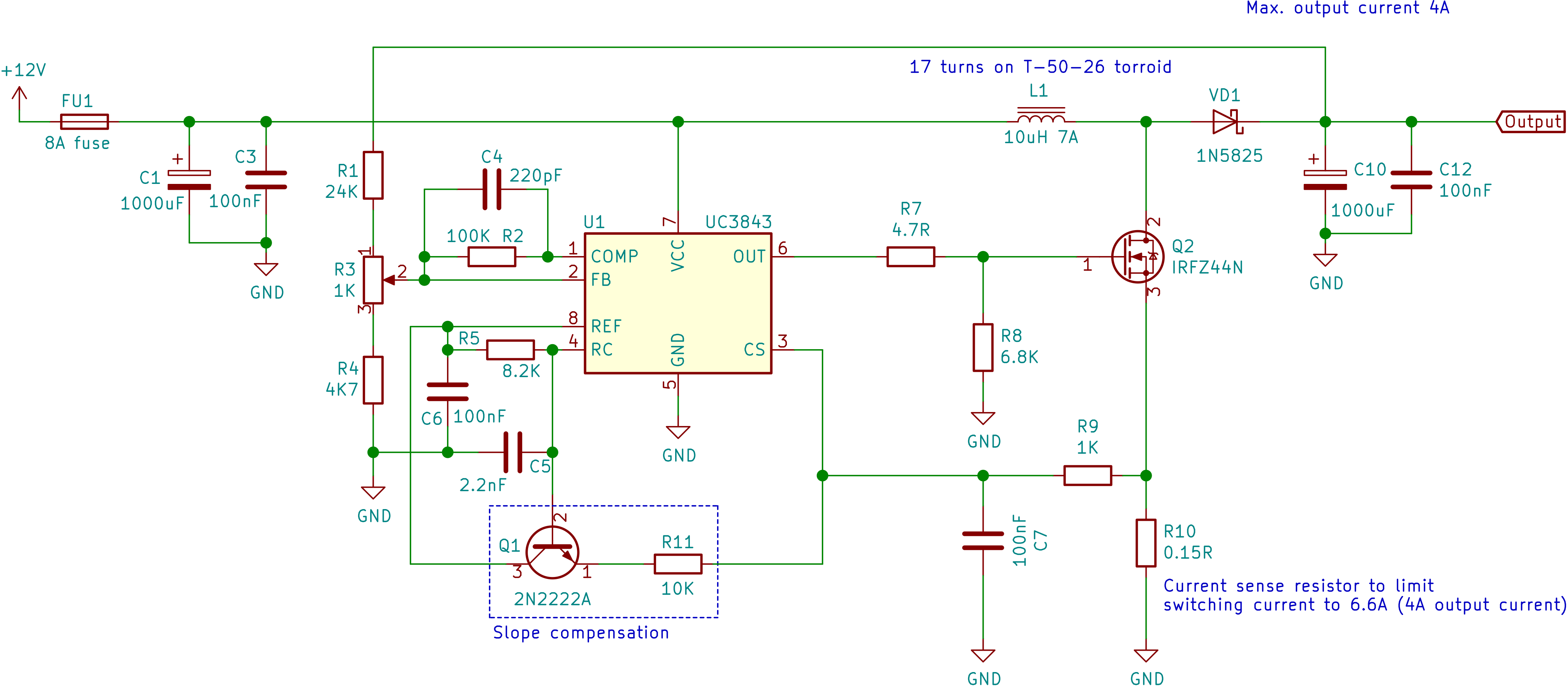 Fixed Output Boost Converter Using UC3843 Electronics Notes